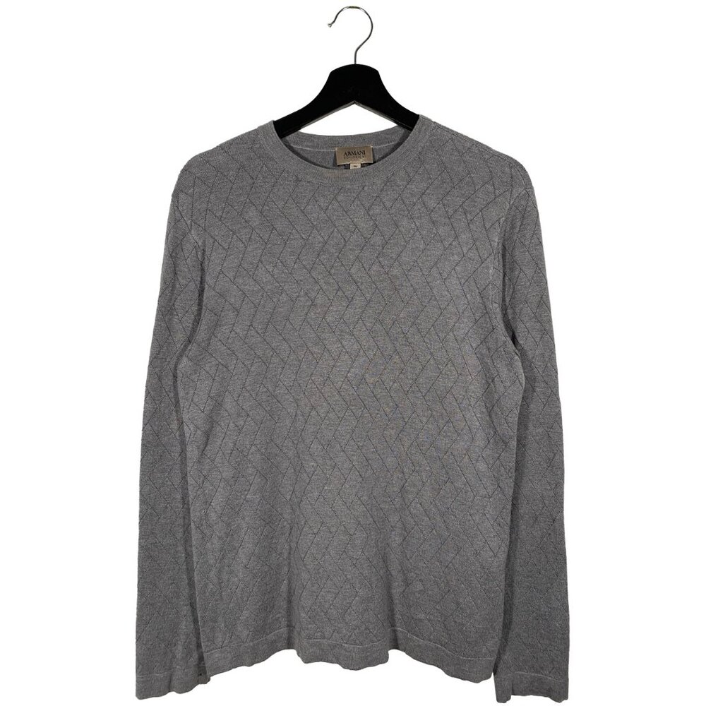 Armani Collezioni Viscose Blend Knit Crewneck Sweater Gray Size 50 / US Small